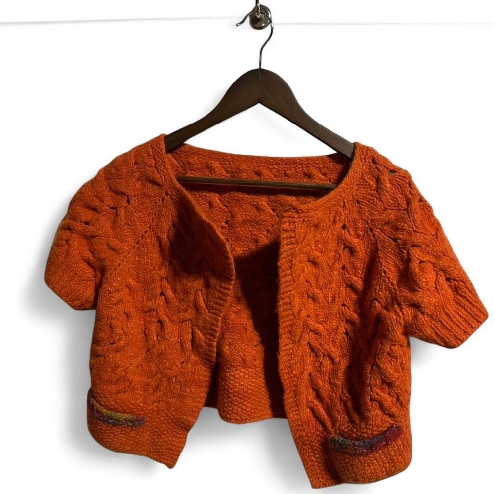Orange vintage‎ cable knit cardigan large